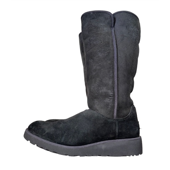 UGG classic tall black suede boots women’s  size 9 fur booties - Picture 8 of 11